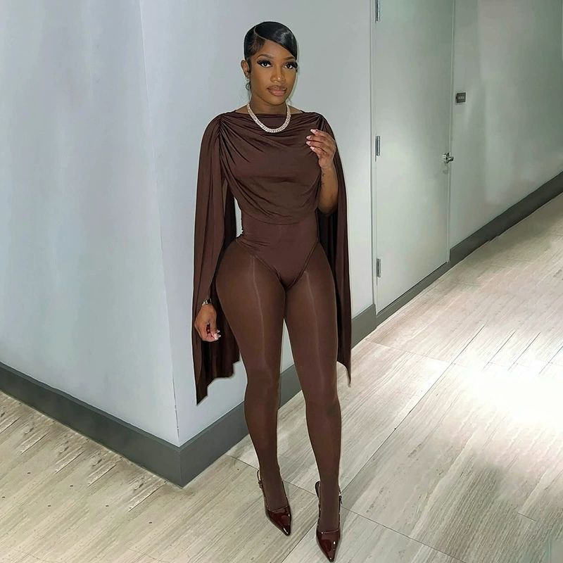 Brown Jumpsuit with Pantyhose