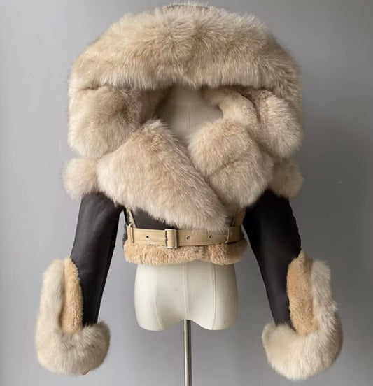 Lambskin Fox Cropped Shearling