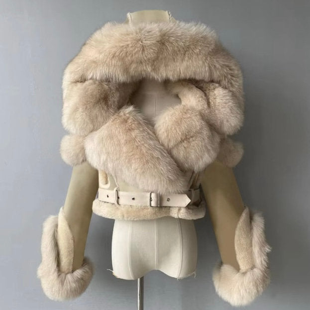 Lambskin Fox Cropped Shearling
