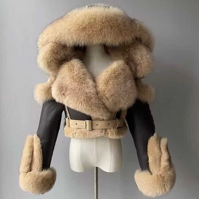 Lambskin Fox Cropped Shearling