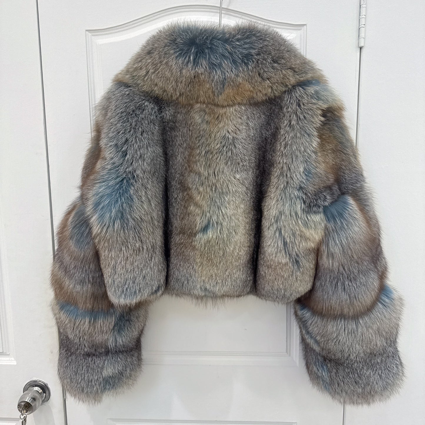 Blue Golden Island Fox Fur Bomber