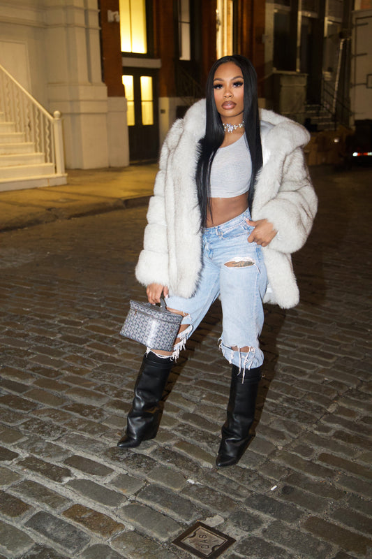 Sliver Hooded Fox Fur