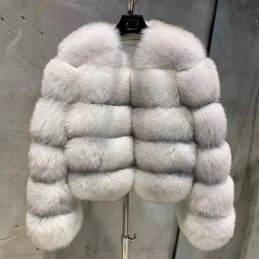 Fox Fur Bomber With No hood