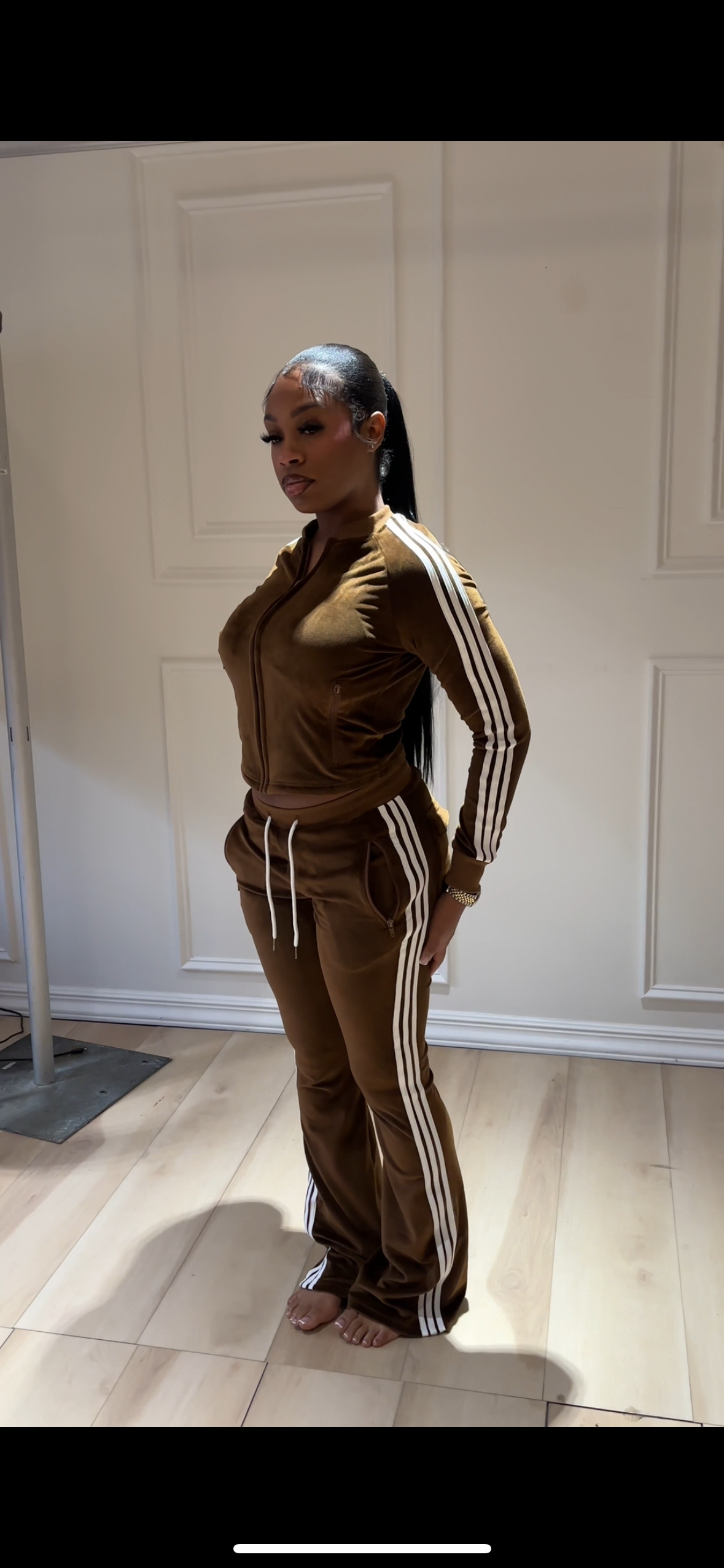 Brown velour two piece set