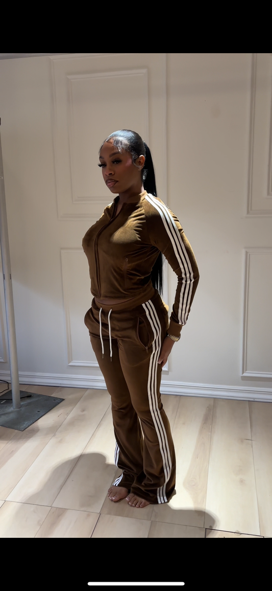 Brown velour two piece set