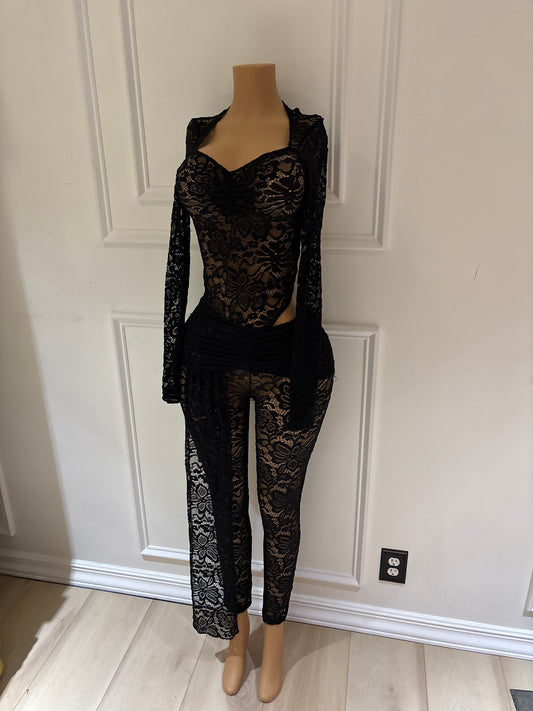 Black lace two piece